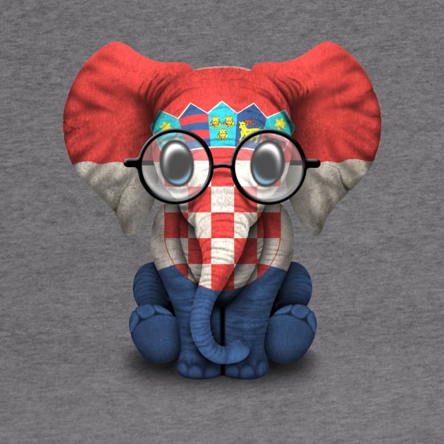 Baby Elephant with Glasses and Croatian Flag by jeffbartels